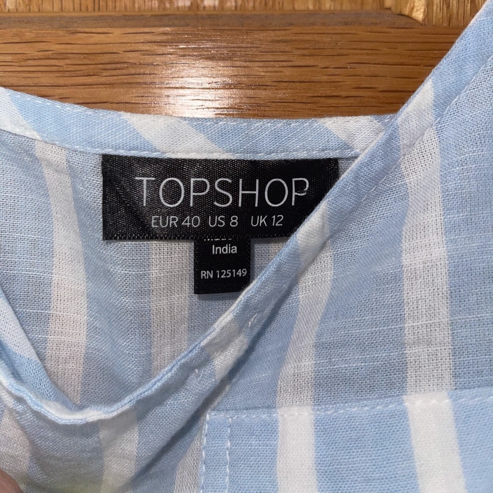 Topshop light blue and white tank